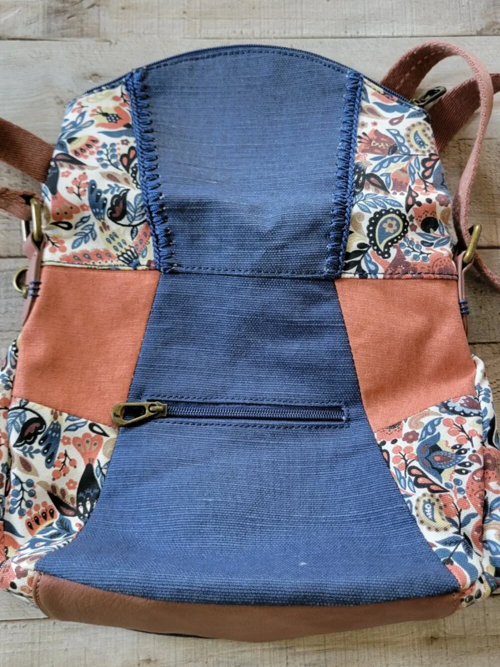Sakroots Sienna Spirit Desert Zip Foldover Crossbody Bag Canvas Floral Boho Blue